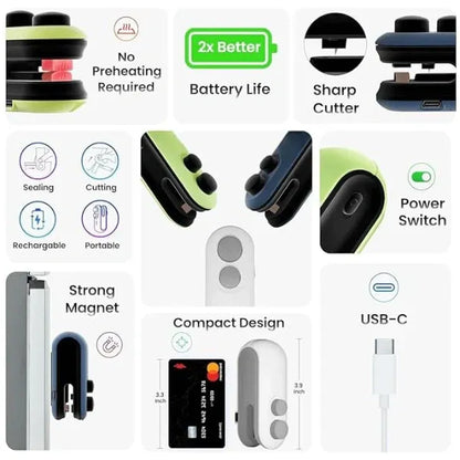 Portable Mini Sealing Machine 2 in 1 USB Rechargeable